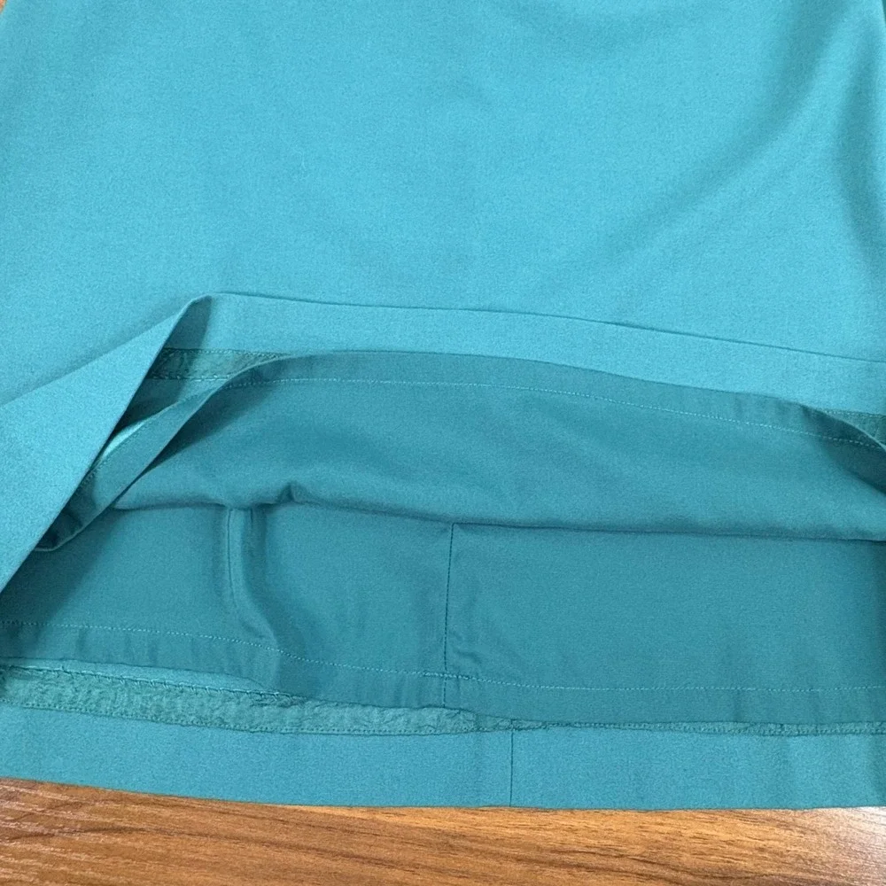 White House Black Market Teal Asymmetric‎ Stitched Sheath Dress 4 Office Chic
